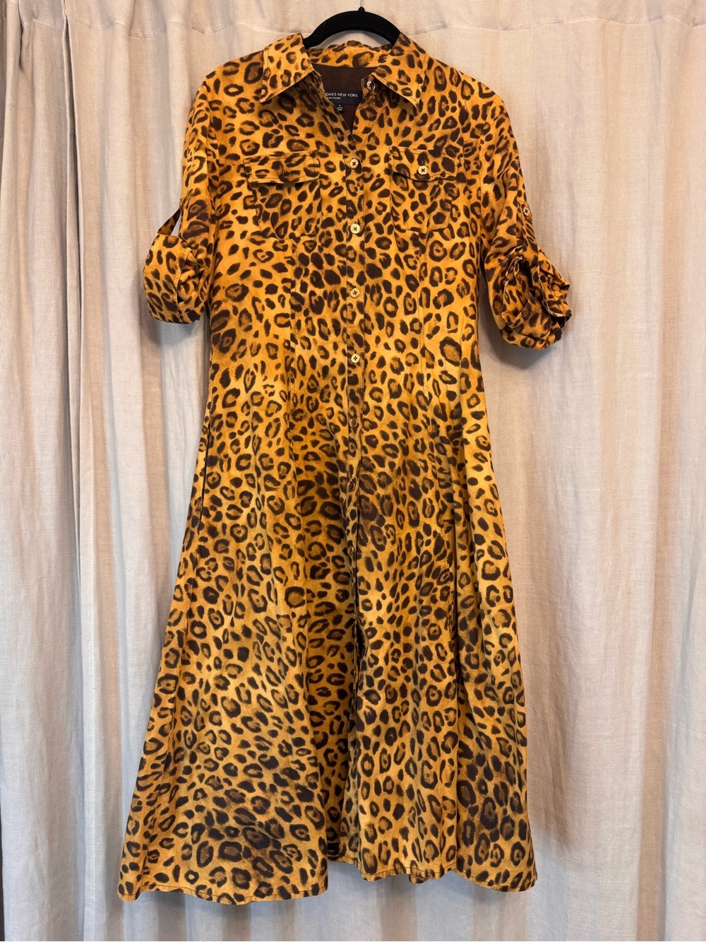 ✨ Jones New York Signature Leopard Print Midi Shirt Dress ✨